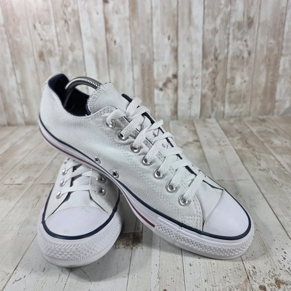Converse Chuck Taylor All Star Low Top White Canvas Mens 9 Womens 11 145334F - Picture 6 of 8